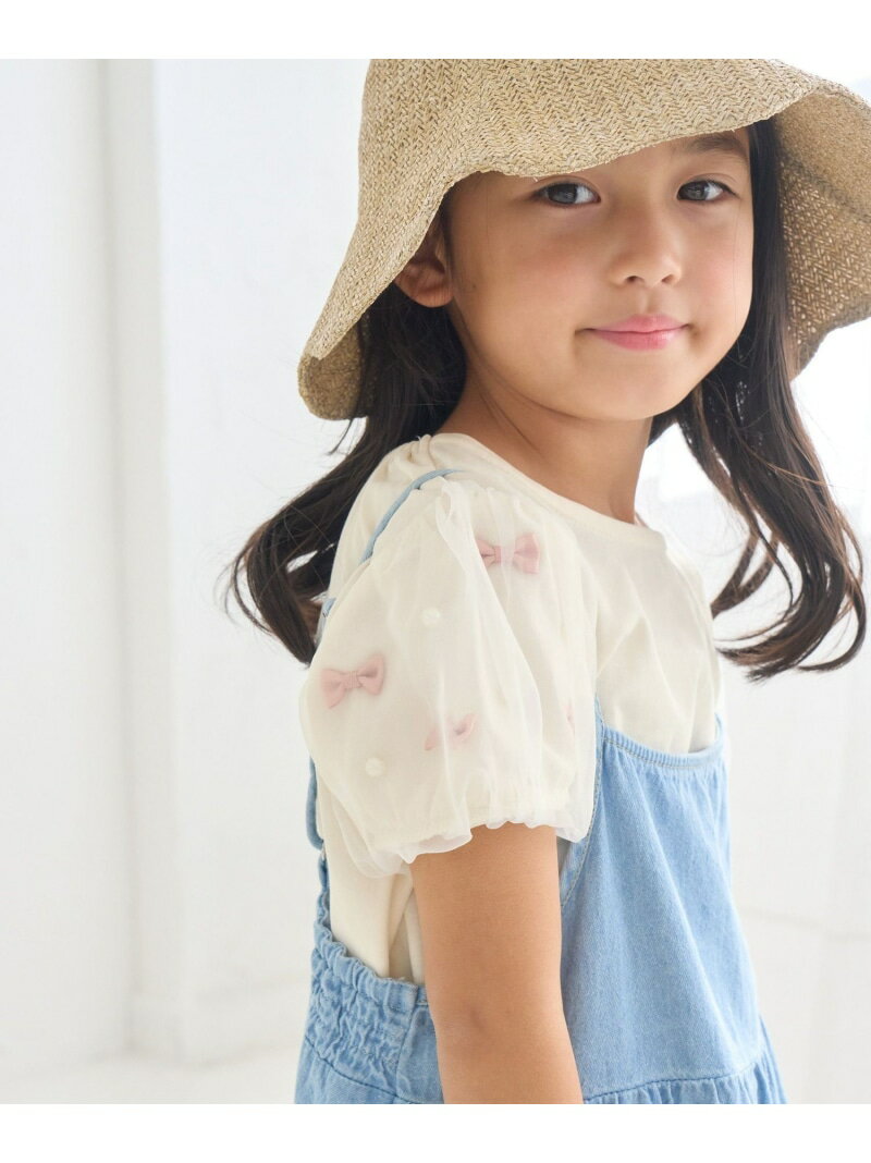 【SALE／30%OFF】【KIDS】リボンスリーブトップス ROPE' PICNIC KIDS ロペピクニック トップス カットソー・Tシャツ ホワイト ブルー ブラック【RBA_E】[Rakuten Fashion]