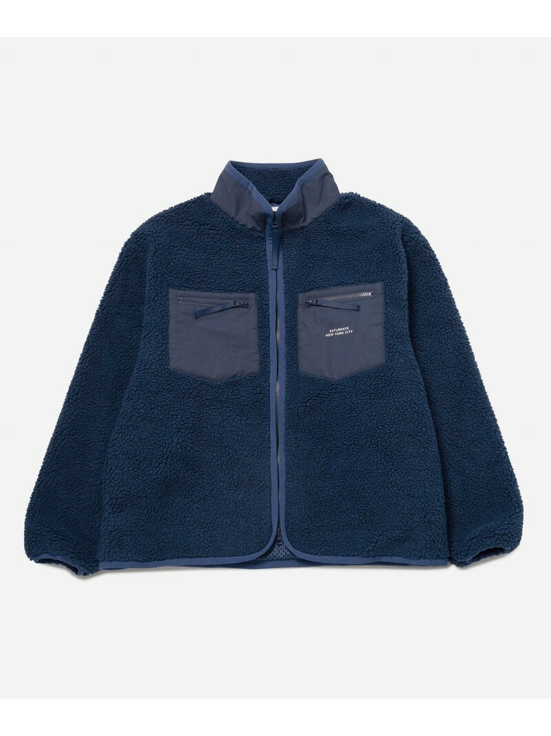 【SALE／30%OFF】BOA FLEECE ZIP BLOUSON Saturdays NYC サタデーズ　ニューヨークシティ ジャケット・アウター ブルゾン・ジャンパー ブラック ブルー【RBA_E】【送料無料】[Rakuten Fashion]