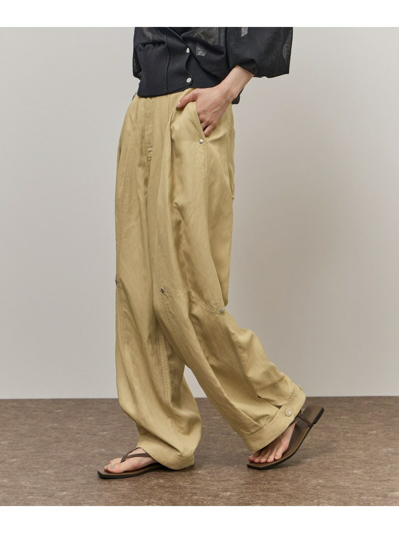 Linen, Hemp - アジャストヘムクロップドパンツ ADAM ET ROPE' FEMME アダムエロペ パンツ その他のパンツ ブラック ベージュ【先行予約】*【送料無料】[Rakuten Fashion]