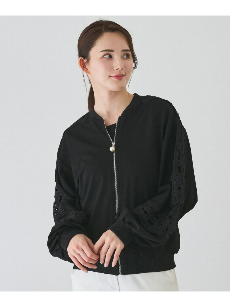 Rakuten - 【SALE／20%OFF】パール使いジップアップレースブルゾン JAYRO ジャイロ ジャケット・アウター ブルゾン・ジャンパー グレー ブラック ホワイト【RBA_E】【送料無料】[Rakuten Fashion]