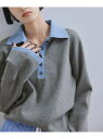 【WEB限定】・【サステナブル】バイカラーポロニットプルオーバー ADAM ET ROPE' FEMME アダムエロペ トップス ポロシャツ グレー【先行予約】...