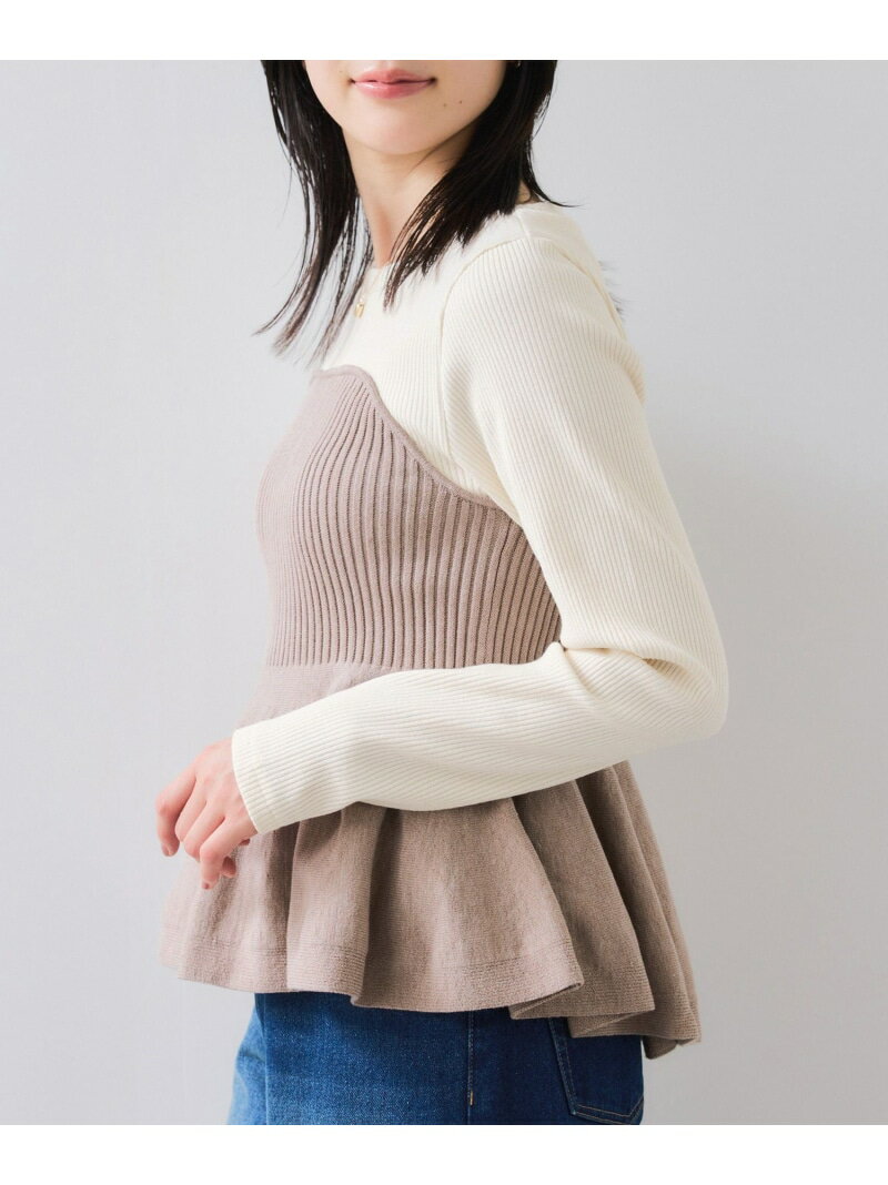 ペプラムニットドッキングプルオーバー VIS ビス トップス ニット グレー ブラック ベージュ【先行予約】*【送料無料】[Rakuten Fashion]