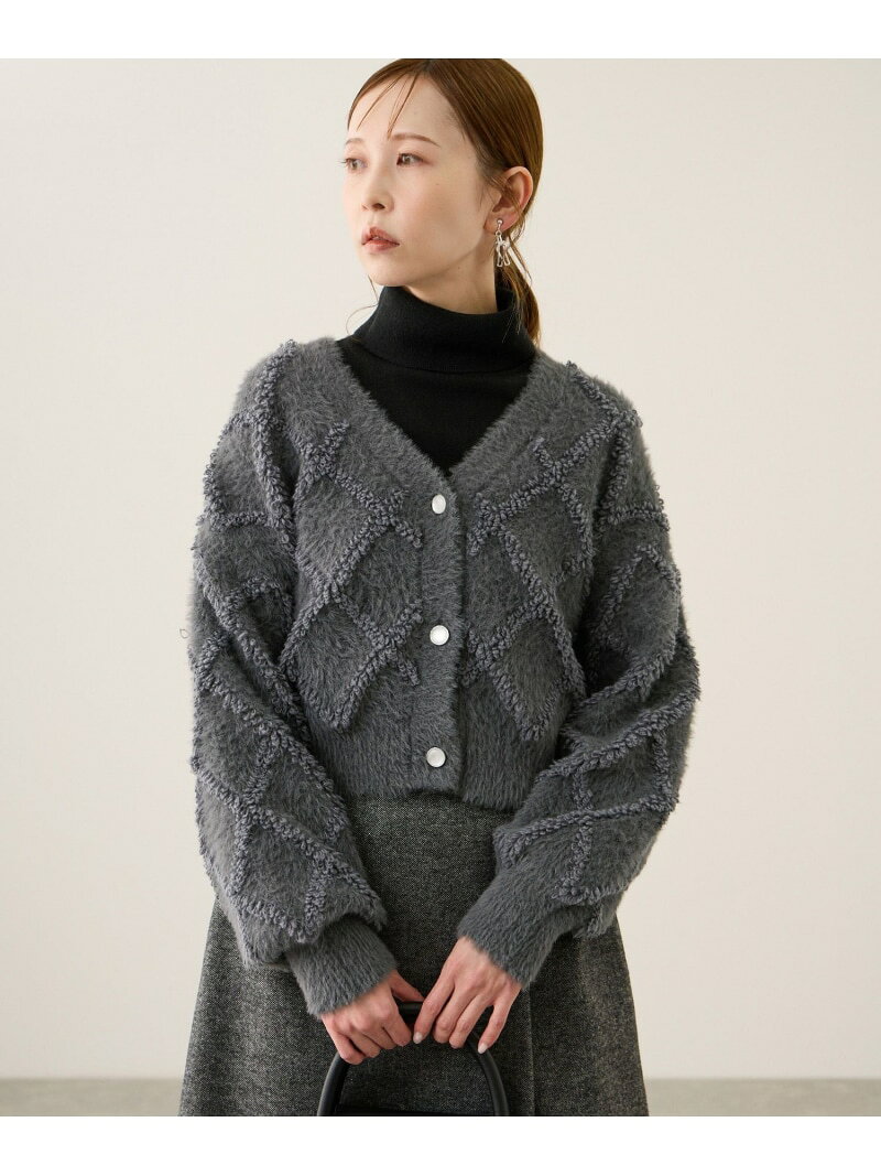 【SALE／20%OFF】ダイヤチェック柄ループフェザーカーディガン ROPE' PICNIC ロペピクニック トップス カーディガン ベージュ ブルー グレー【RBA_E】【送料無料】[Rakuten Fashion] jadorejunonline-10073319 J’aDoRe JUN ONLINE サンプル画像2