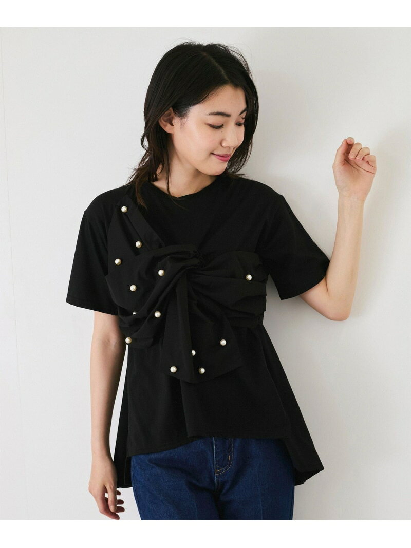 Rakuten - 【SALE／30%OFF】パールデコフリルTシャツ JAYRO ジャイロ トップス カットソー・Tシャツ ブラック ホワイト【RBA_E】【送料無料】[Rakuten Fashion]