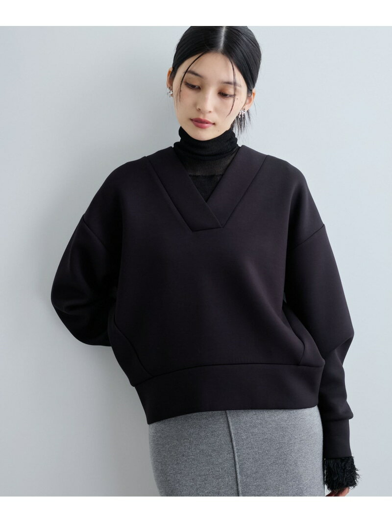 【SALE／40%OFF】もちっとふわふわスフレタッチニュアンスVネックプルオーバー【洗える】 VIS ビス トップス その他のトップス ブラック ホワイト【RBA_E】[Rakuten Fashion]