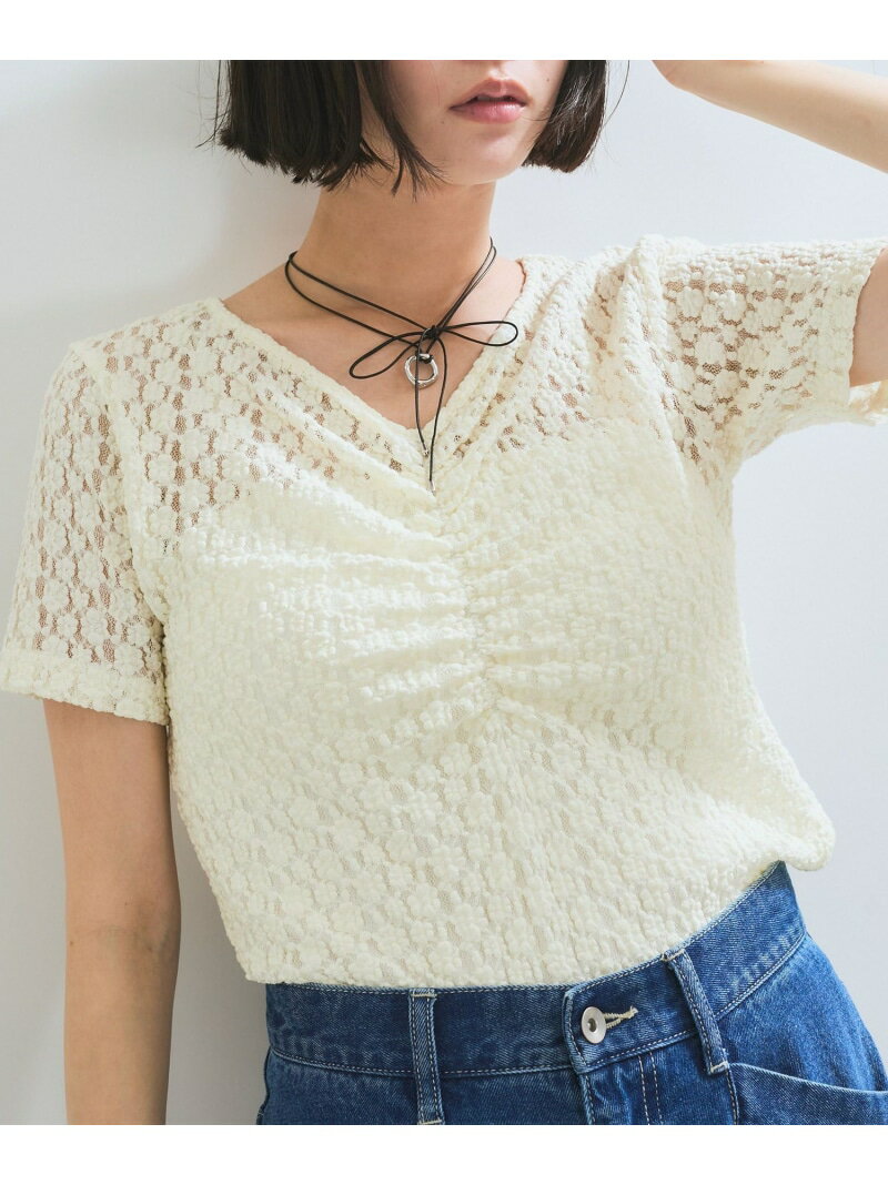 胸ギャザーレースプルオーバーVIS...