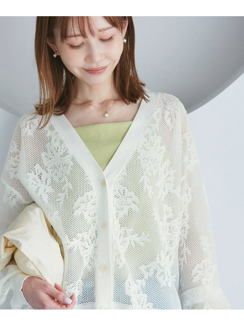 【SALE／50%OFF】透かし編み花柄Vネックカーディガン ROPE' PICNIC ロペピクニック トップス カーディガン ブラウン ホワイト ブルー【RBA_E】[Rakuten Fashion] jadorejunonline-10069516 J’aDoRe JUN ONLINE サンプル画像2