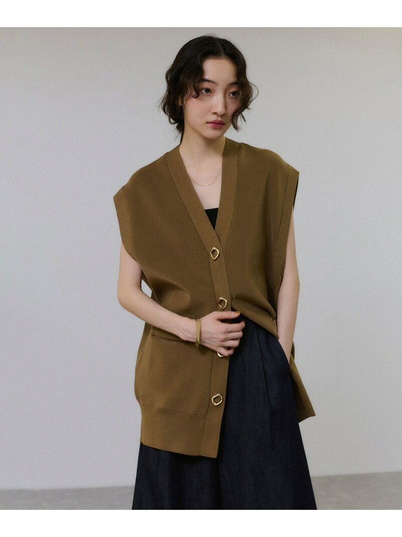 【サステナブル】ミドルニットジレ ADAM ET ROPE' FEMME アダムエロペ トップス ベスト・ジレ ベージュ ブラック ブラウン【送料無料】[Rakuten Fashion]