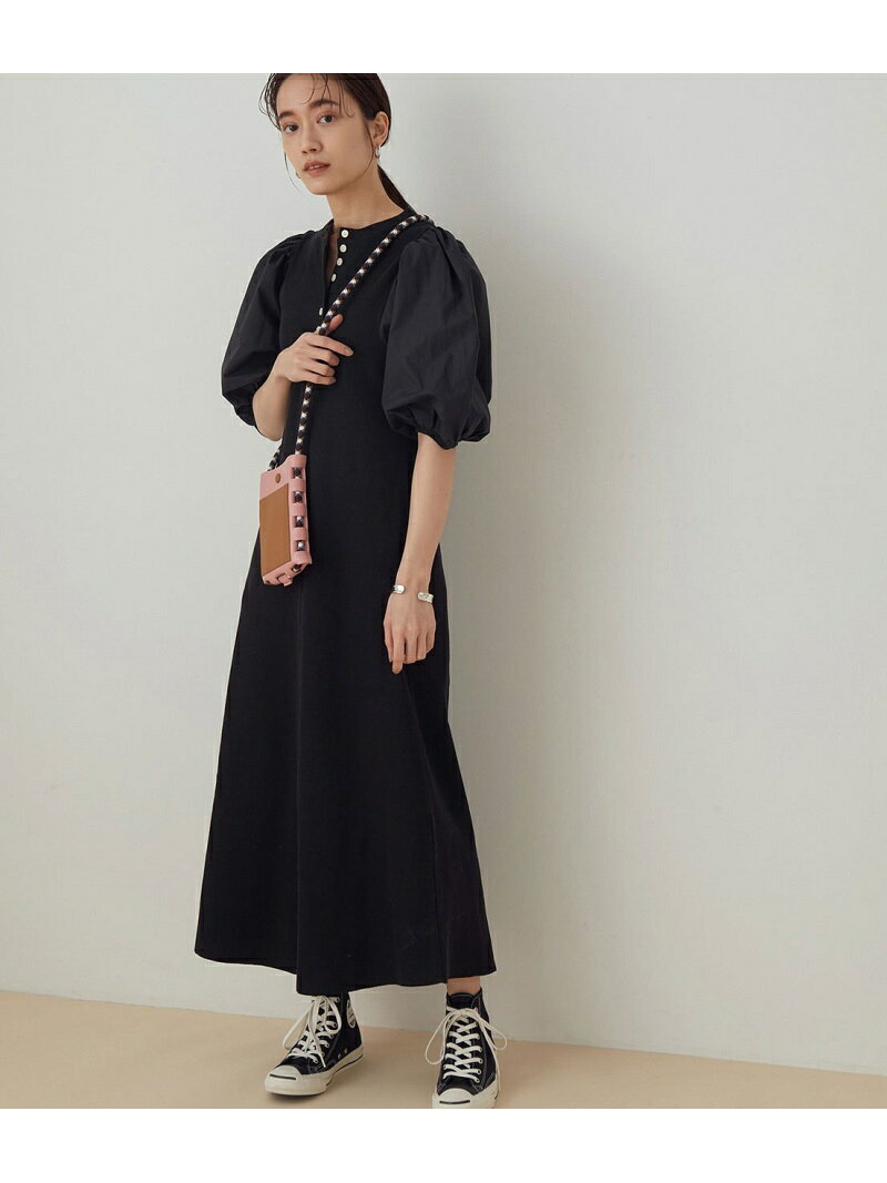 ＜人気・追加＞ボタンディテールワンピース ADAM ET ROPE' FEMME アダムエロペ ワンピース・ドレス その他のワンピース・ドレス ブラック ベージュ グリーン【送料無料】[Rakuten Fashion]のサムネイル