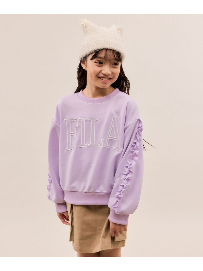 Rakuten - 【SALE／50%OFF】【KIDS/キッズ】【FILA/フィラ別注】袖フリル裏毛プルオーバー ROPE' PICNIC KIDS ロペピクニック トップス スウェット・トレーナー ブラック パープル【RBA_E】[Rakuten Fashion]