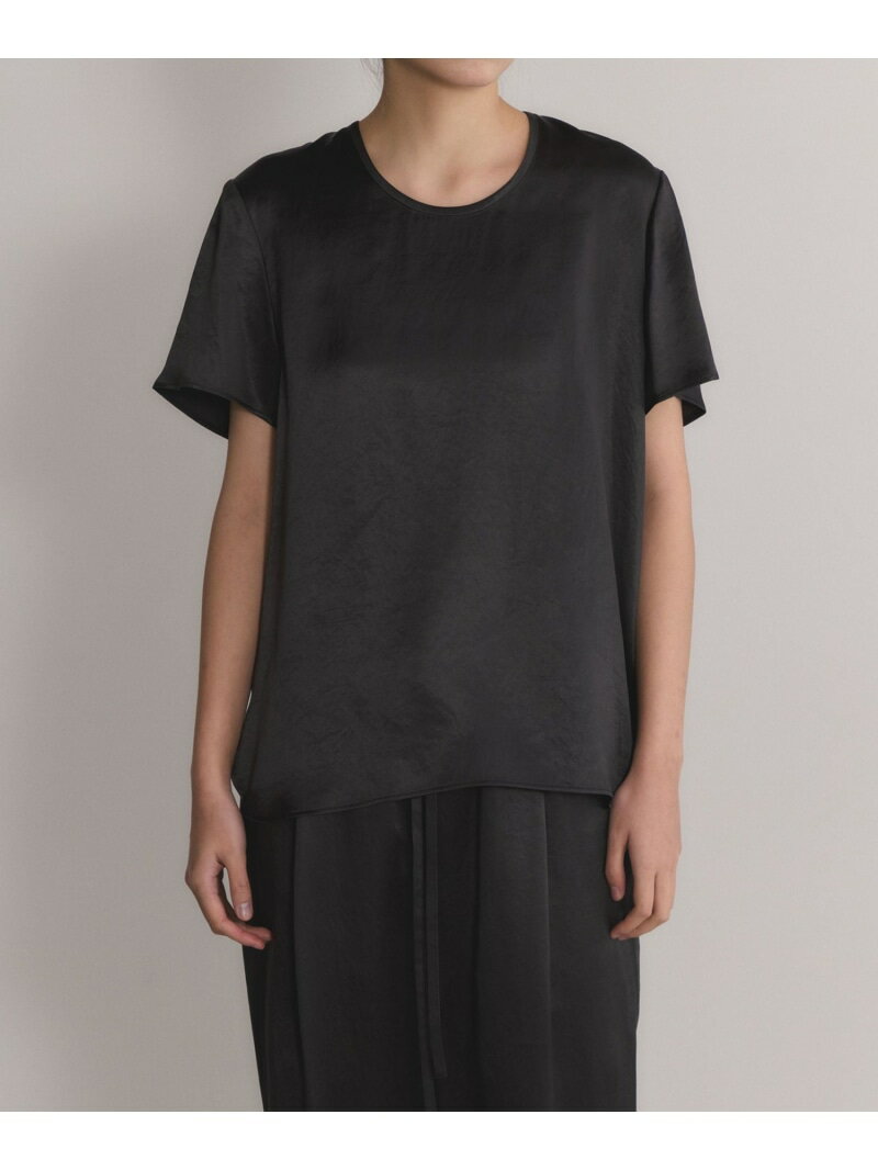 Rakuten - 【EMOELLE】サテンTブラウス ADAM ET ROPE' FEMME アダムエロペ トップス シャツ・ブラウス ブラック ベージュ【送料無料】[Rakuten Fashion]