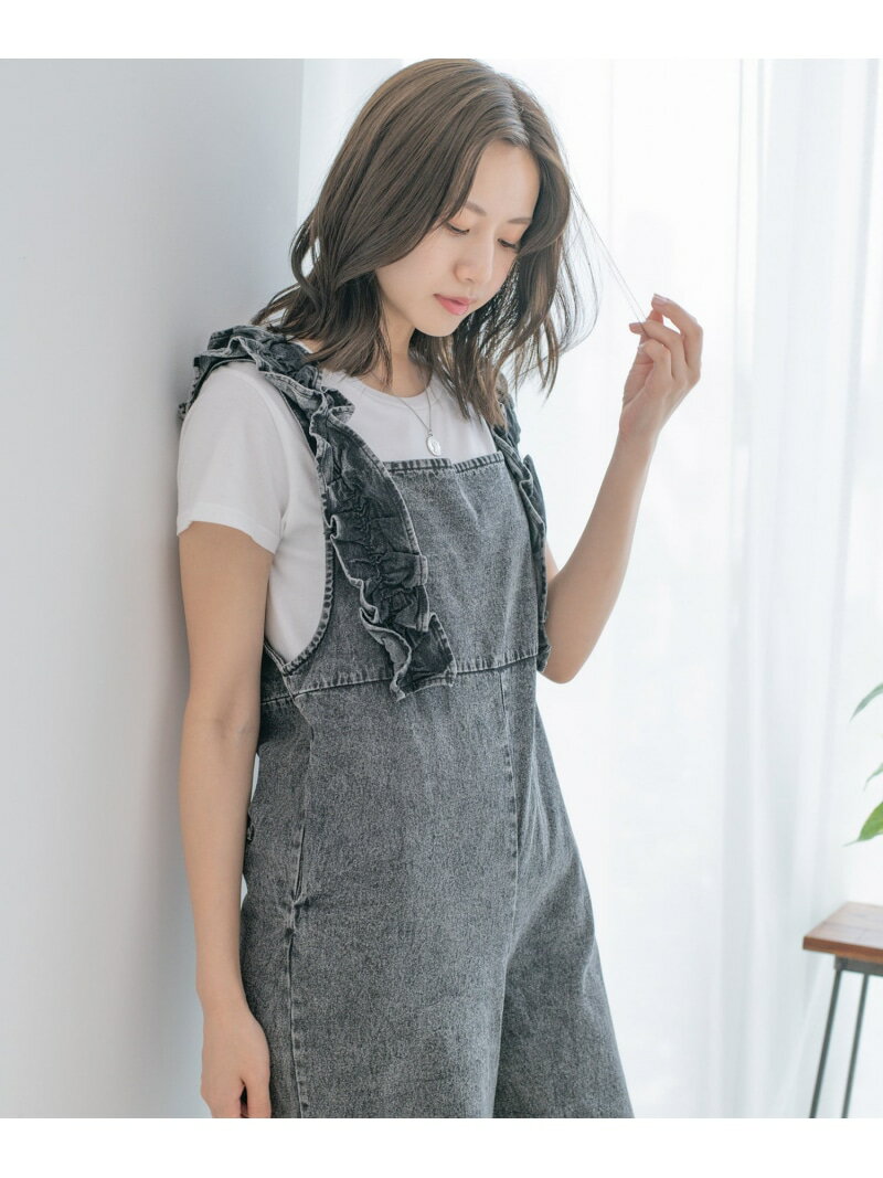 Rakuten - 【SALE／50%OFF】フリルサスオールインワン JAYRO ジャイロ オールインワン・オーバーオール オーバーオール・サロペット ブルー グレー【RBA_E】[Rakuten Fashion]
