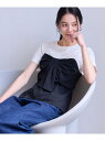 【新色追加】【美easy】ねじりリボンTシャツドッキングプルオーバー【接触冷感/洗える】 VIS ビス トップス カットソー・Tシャツ ブルー ブラック カーキ...