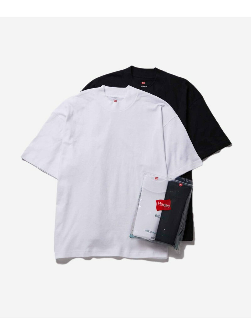 Hanes EX MOCK PACK T リサイクルコットン BIOTOP アダムエロペ トップス カットソー・Tシャツ ホワイト ネイビー