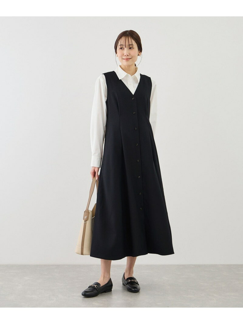 【SALE／25%OFF】ウエストタックジャンパースカート ROPE' PICNIC ロペピクニック ワンピース・ドレス ジャンパースカート ネイビー グレー ベージュ【RBA_E】【送料無料】[Rakuten Fashion] jadorejunonline-10074257 J’aDoRe JUN ONLINE サンプル画像3