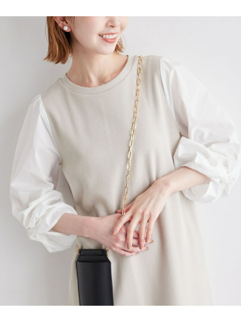 【SALE／50%OFF】ディテール袖ドッキングテレコワンピース ROPE' PICNIC ロペピクニック ワンピース・ドレス ワンピース ブラック ベージュ ホワイト【RBA_E】[Rakuten Fashion] jadorejunonline-10055676 J’aDoRe JUN ONLINE サンプル画像3