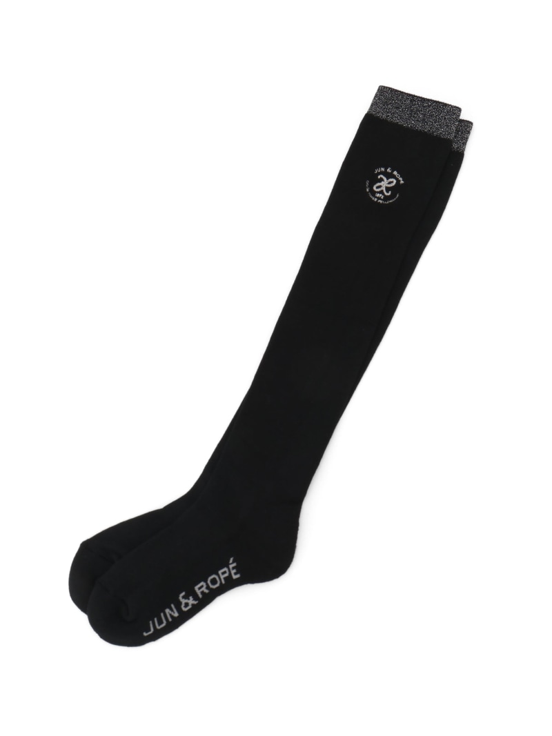 Rサークル刺繍ニーハイソックス JUN&ROPE' ジュンアンドロペ 靴下・レッグウェア 靴下 ネイビー グレー..