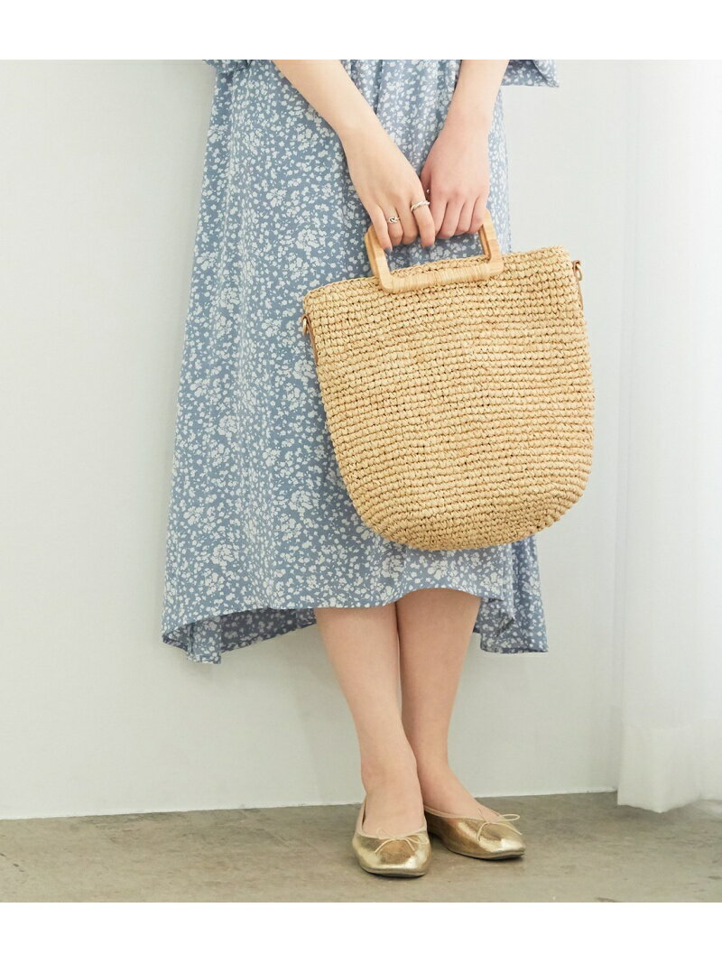 [Rakuten Fashion]【SALE／50%OFF】ラフィアウッドハンドルショルダーバッグ ROPE' PICNIC PASSAGE ロペピクニック バッグ ショルダーバッグ ベージュ グレー【RBA_E】