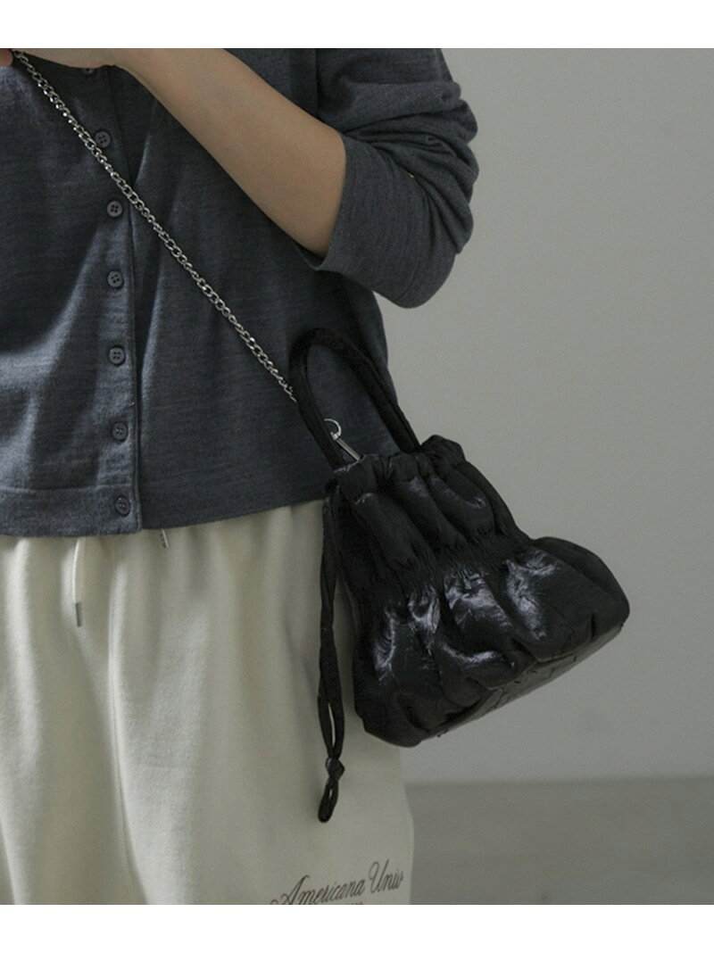 【SALE／40%OFF】2WAYベロアサテンギャザーバケットミニバッグ SALON adam et rope' サロン アダム エ ロペ バッグ ショルダーバッグ カーキグリーン イエロー ブラック【RBA_E】【送料無料】[Rakuten Fashion]