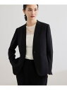 トリアセバックサテン ジャケット【オフィス/通勤/セットアップ対応】/洗える ROPE' ロペ ジャケット・アウター ノーカラージャケット ブラック【送料無料】...