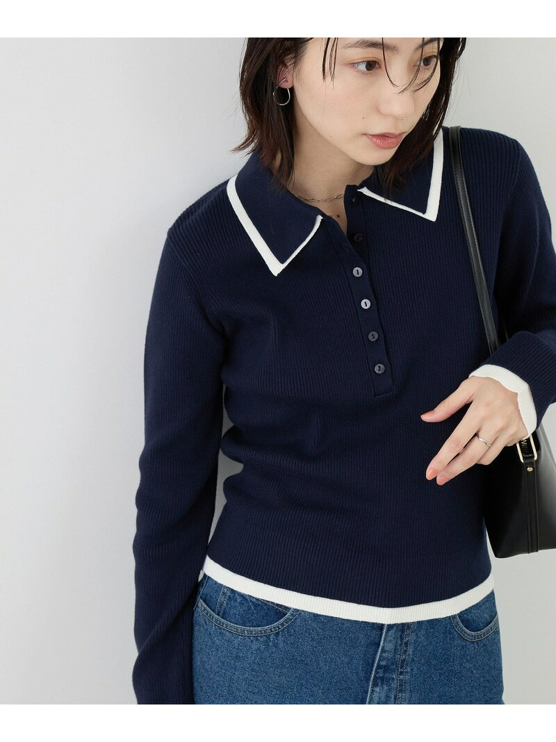 【SALE／30%OFF】レイヤード風リブポロニット ROPE' PICNIC ロペピクニック トップス ニット ブラウン ネイビー ホワイト【RBA_E】[Rakuten Fashion] jadorejunonline-10074291 J’aDoRe JUN ONLINE サンプル画像3