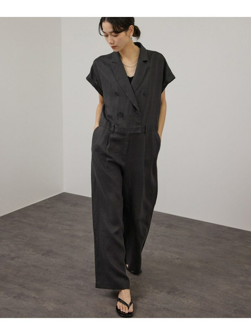 [WEB Exclusive] European Linen Tailored All-in-One by SALON adam et rope' - All-in-One/Overalls - Gray/Beige [Free Shipping] [Rakuten Fashion]