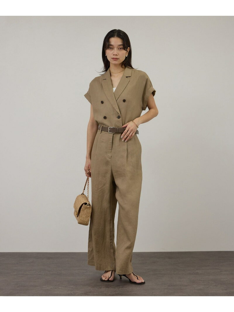 [WEB 한정] 유러피언 리넨 테일러드 올인원 SALON adam et rope' 살롱 아담 에로페 올인원 오버올 올인원 연결 그레이 베이지 [무료 배송] [Rakuten Fashion]