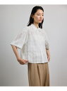 【洗える】シアーチェッククロップド5分袖シャツ/セットアップ対応 ROPE' ロペ トップス シャツ・ブラウス ホワイト【先行予約】*【送料無料】[Rakute...