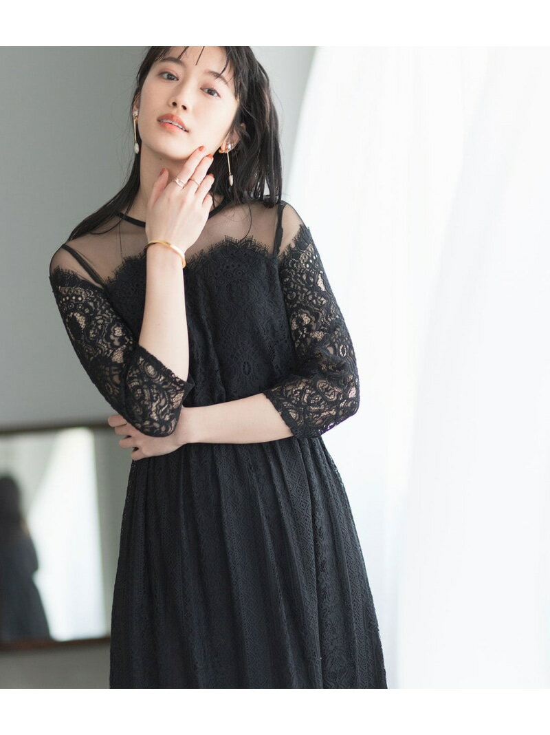 新しい到着 Fashion チュールパネルレースドレス Adam Et Rope アダムエロペ ワンピース ワンピースその他 グリーン ブラック ブルー 新しい到着 Fashion チュールパネルレースドレス Adam Et Rope アダムエロペ ワンピース ワンピースその他 グリーン ブラック ブルー