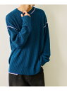 【SALE/50%OFF】カラーステッチクルーニット JUNRed ジュンレッド トップス ニット ブラック ブルー【RBA_E】[Rakuten Fashio...