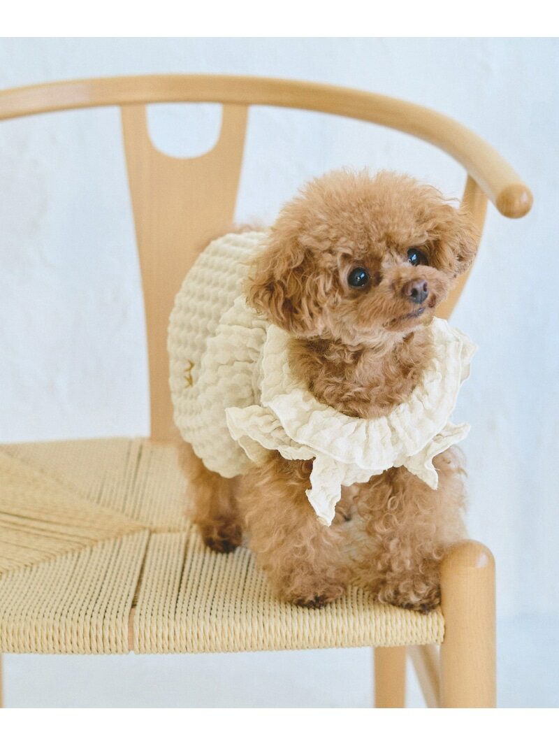 【DOG】ぽこぽこギャザーワンピース ROPE' PICNIC PASSAGE ロペピクニック ペット用品 ペットウェア・ペット服 ホワイト ブルー【送料無料】[Rakuten Fashion]