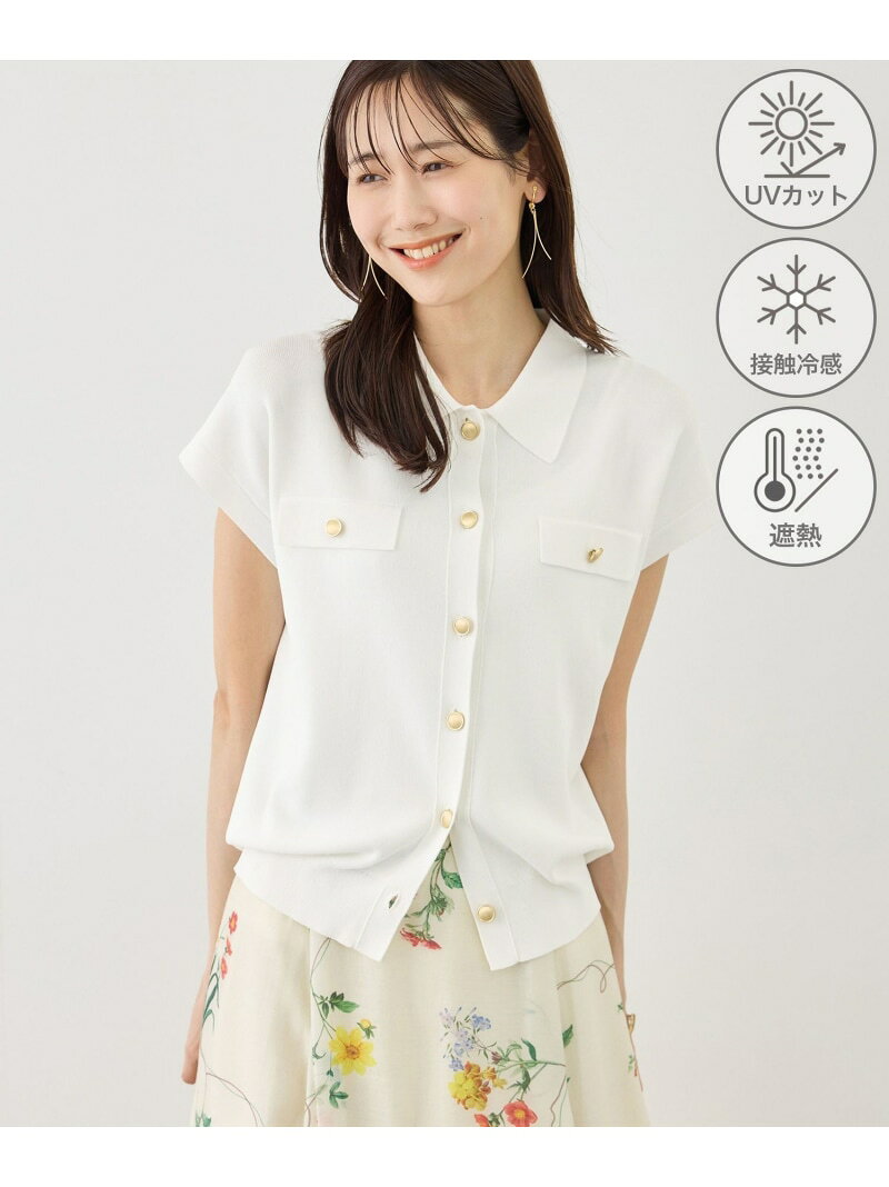 【SALE／30%OFF】八方映えニット 金ボタンフレンチスリーブポロカラーカーディガン/UVカット・接触冷感・イージーケア ROPE' PICNIC ロペピクニック トップス カーディガン ホワイト ブラック ブルー パープル ブラウン【RBA_E】[Rakuten Fashion] jadorejunonline-10076185 J’aDoRe JUN ONLINE サンプル画像3