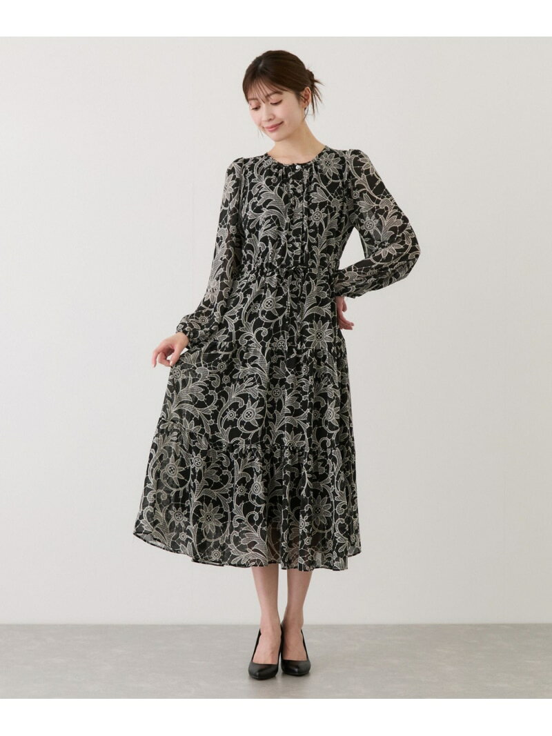 【SALE／30%OFF】花柄長袖ワンピース JAYRO ジャイロ ワンピース・ドレス ワンピース ブラック ホワイト【RBA_E】【送料無料】[Rakuten Fashion] jadorejunonline-10075315 J’aDoRe JUN ONLINE サンプル画像2