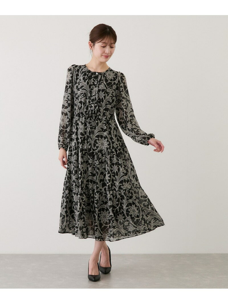 【SALE／30%OFF】花柄長袖ワンピース JAYRO ジャイロ ワンピース・ドレス ワンピース ブラック ホワイト【RBA_E】【送料無料】[Rakuten Fashion] jadorejunonline-10075315 J’aDoRe JUN ONLINE サンプル画像3