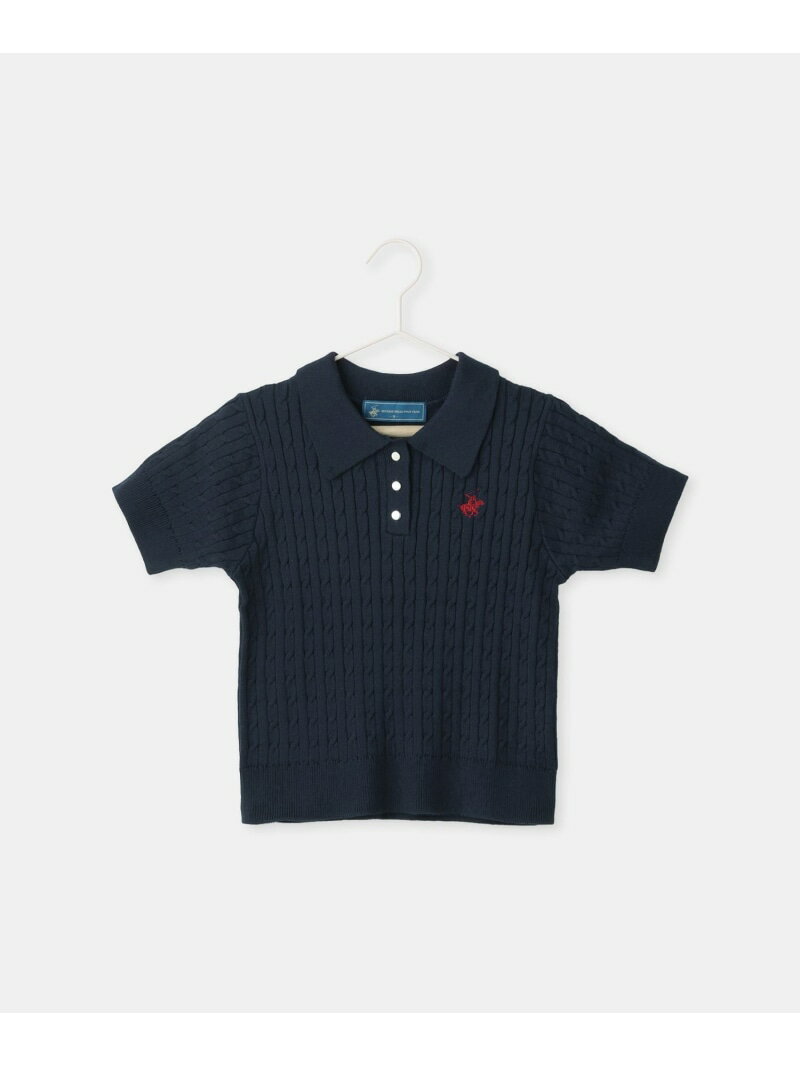 【KIDS】【BEVERLY HILLS POLO CLUB】ポロカラーケーブルニット/リンクコーデ ROPE' PICNIC KIDS ロペピクニック トップス ニット ベージュ ネイビー ピンク【先行予約】*【送料無料】[Rakuten Fashion]