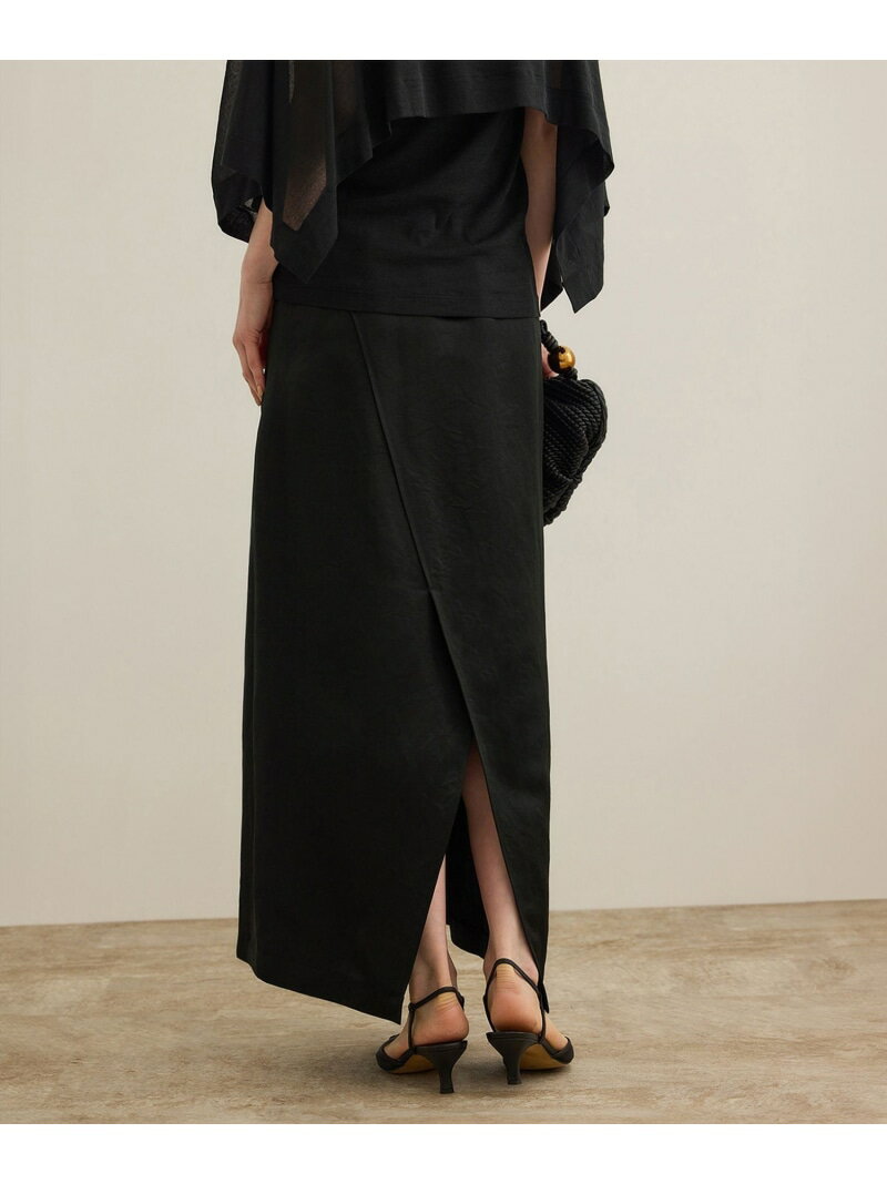 【SALE／50%OFF】アセテートリネンバッククロススカート/洗える ROPE' ロペ スカート その他のスカート ブラック ホワイト【RBA_E】【送料無料】[Rakuten Fashion]