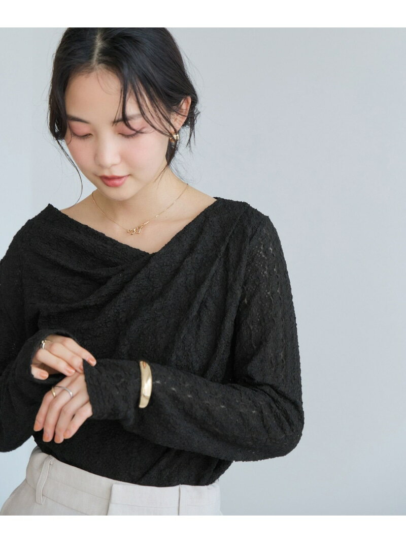 【WEB限定】レース長袖ドレープカットソー VIS ビス トップス カットソー・Tシャツ ブルー ブラック ベージュ【送料無料】[Rakuten Fashion]