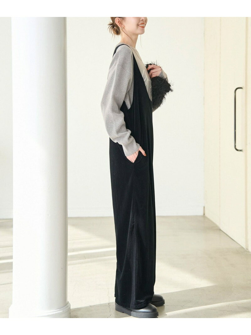 【SALE／50%OFF】ベロアロンパース ROPE' PICNIC ロペピクニック オールインワン・オーバーオール オールインワン・つなぎ ブラック【RBA_E】【送料無料】[Rakuten Fashion] jadorejunonline-10059842 J’aDoRe JUN ONLINE サンプル画像3
