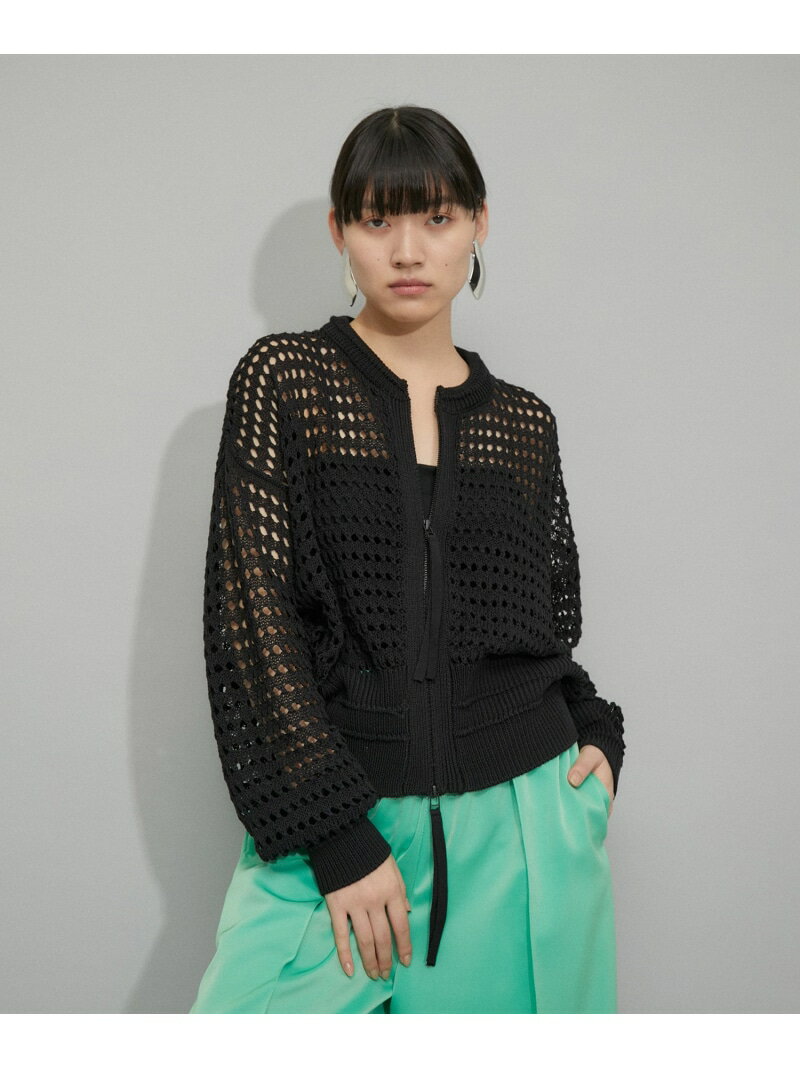 【WEB限定・洗える】メッシュニットブルゾン ADAM ET ROPE' FEMME アダムエロペ トップス カーディガン..