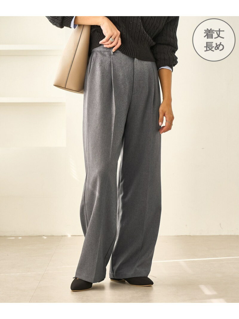 【SALE／10%OFF】【WEB限定・丈長め】レディハンサムシリーズ ウールライクウエストタックセミワイドパンツ ROPE' PICNIC ロペピクニック パンツ スラックス・ドレスパンツ グレー ベージュ ネイビー ブラック【RBA_E】【送料無料】[Rakuten Fashion]