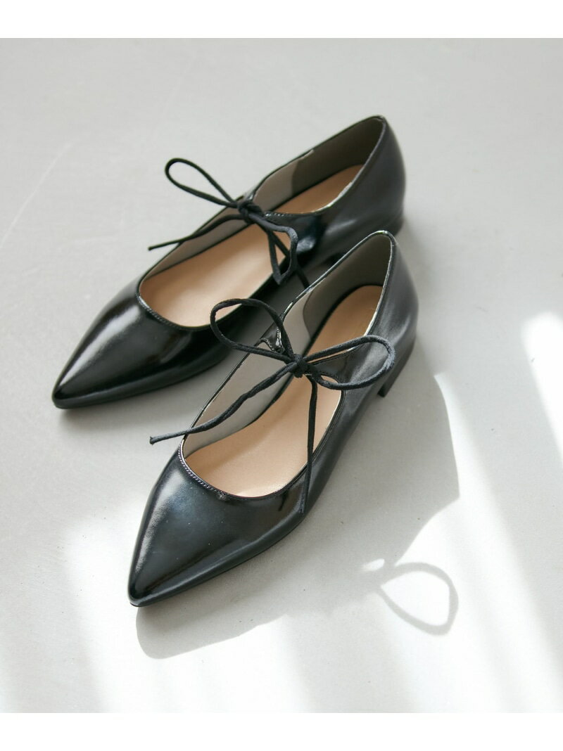 【新色・追加生産】リボンフラットパンプス Juze ビス シューズ・靴 パンプス ブラック シルバー【送料無料】[Rakuten Fashion]のサムネイル