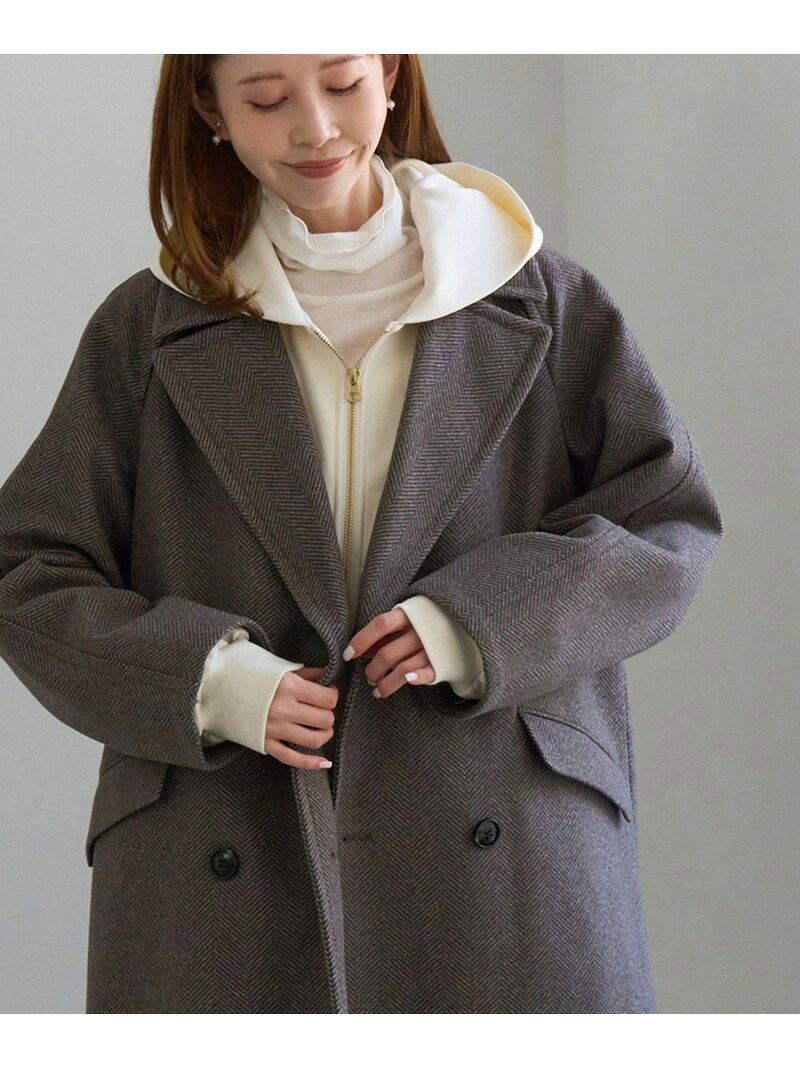 【WEB限定カラー】ジャージーメルトン 無地&ヘリンボーンオーバーPコート/リンクコーデ ROPE' PICNIC ロペピクニック ジャケット・アウター ピーコート ブラック グレー ベージュ【先行予約】*【送料無料】[Rakuten Fashion] jadorejunonline-10078553 J’aDoRe JUN ONLINE サンプル画像3