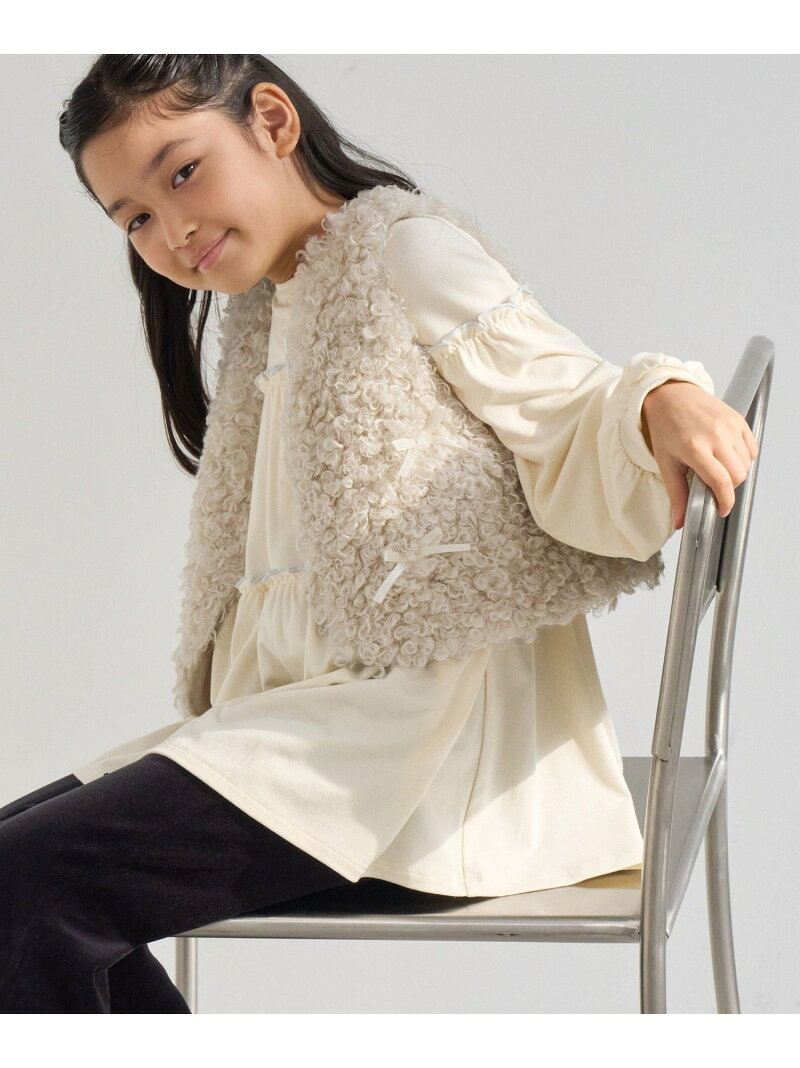 【KIDS/キッズ】プードルボアリボンベスト ROPE' PICNIC KIDS ロペピクニック トップス ベスト・ジレ ベージュ【送料無料】[Rakuten Fashion]