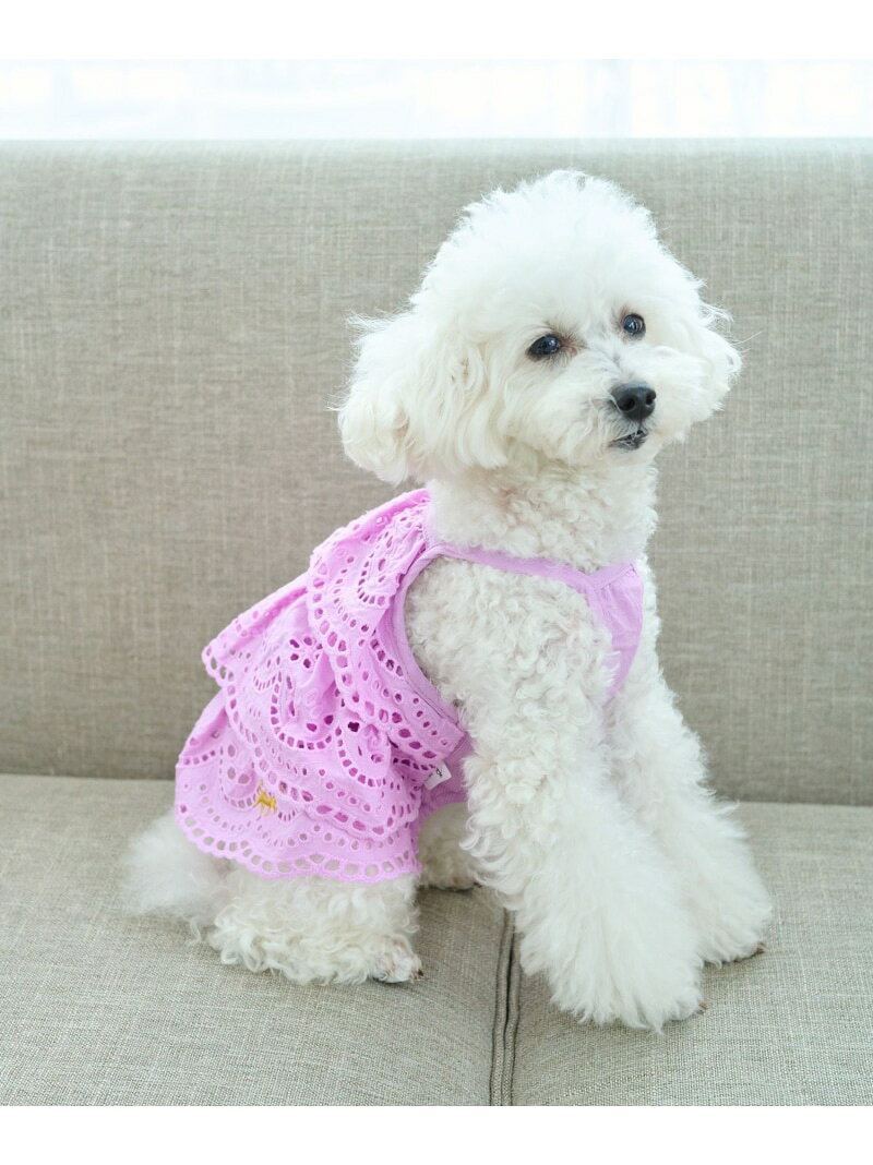 J’aDoRe JUN ONLINEの【SALE／40%OFF】【DOG】コットンレースティアードキャミワンピース ROPE' PICNIC PASSAGE ロペピクニック ペット用品 ペットウェア・ペット服 ホワイト パープル【RBA_E】[Rakuten Fashion]｜アングル2