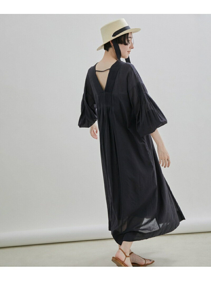 【SALE／40%OFF】【洗える】エアリーボイルハンドタックVネックワンピース SALON adam et rope' サロン アダム エ ロペ ワンピース・ドレス ワンピース ブラック グレー【RBA_E】【送料無料】[Rakuten Fashion]のサムネイル