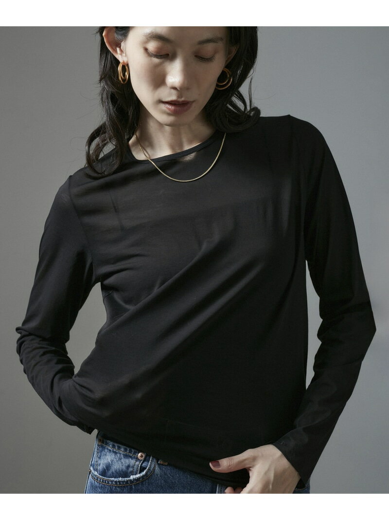 【SALE／30%OFF】【GGG for SALON】別注シアーロングスリーブTシャツ SALON adam et rope' サロン アダム エ ロペ トップス カットソー・Tシャツ ブラック ホワイト【RBA_E】【送料無料】[Rakuten Fashion]