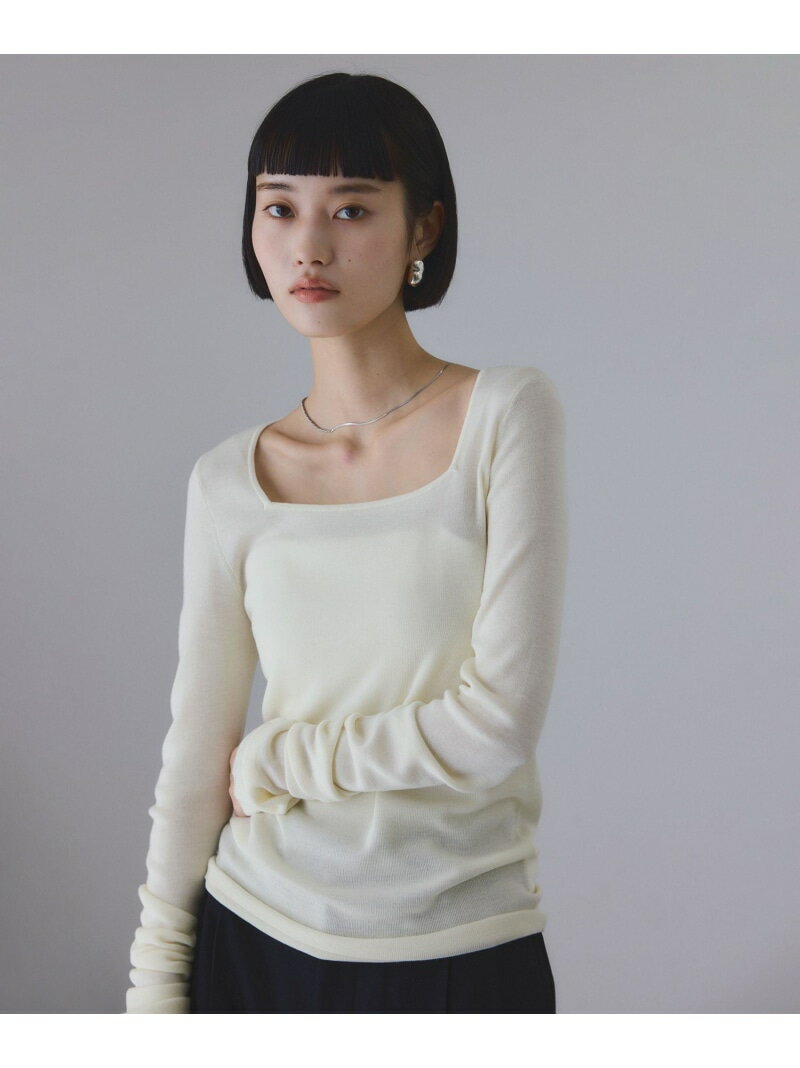 アンチピリングスクエアネックプルオーバー ADAM ET ROPE' FEMME アダムエロペ トップス ニット ホワイト グレー【送料無料】[Rakuten Fashion]