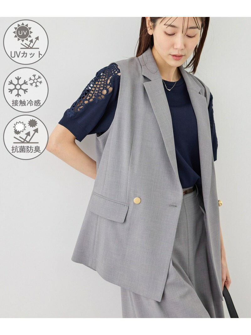 【SALE／10%OFF】カナパ スリーブレスジレ/セットアップ対応・UV・抗菌防臭・接触冷感 ROPE' PICNIC ロペピクニック トップス ベスト・ジレ グレー ベージュ ネイビー【RBA_E】【送料無料】[Rakuten Fashion] jadorejunonline-10074906 J’aDoRe JUN ONLINE サンプル画像2