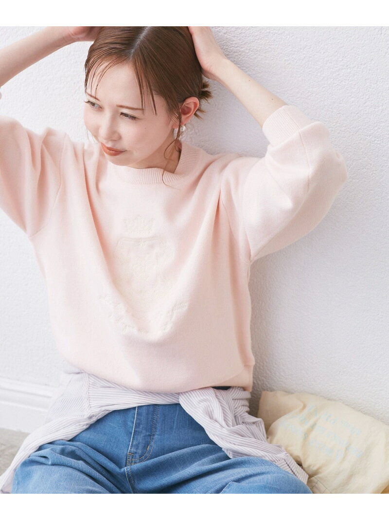 【SALE／50%OFF】スウェットライク刺繍ニットプルオーバー/リンクコーデ ROPE' PICNIC ロペピクニック トップス ニット ピンク ネイビー ホワイト イエロー【RBA_E】[Rakuten Fashion] jadorejunonline-10064936 J’aDoRe JUN ONLINE サンプル画像3
