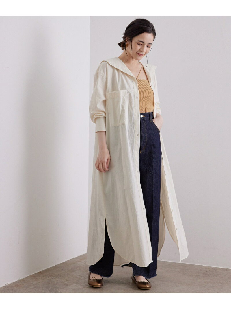 【SALE／50%OFF】＜春まで使える＞セーラーカラーシャツワンピース[MEDI Veil]【抗菌・消臭・UVケア】 SALON adam et rope' サロン アダム エ ロペ ワンピース・ドレス シャツワンピース ブルー ベージュ ホワイト【RBA_E】【送料無料】[Rakuten Fashion]